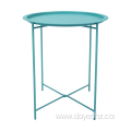 Metal Folding Round Side Table with Removable Tray